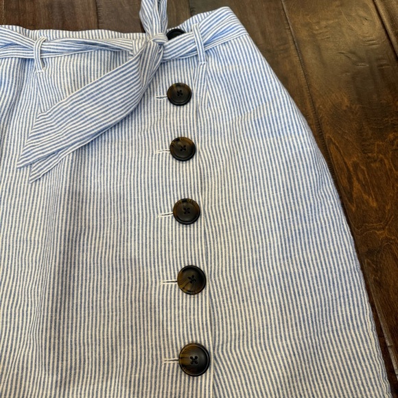 Boden Leonora Striped Tie Waist Pencil Skirt Blue White size 6P Linen Blend - Picture 5 of 9